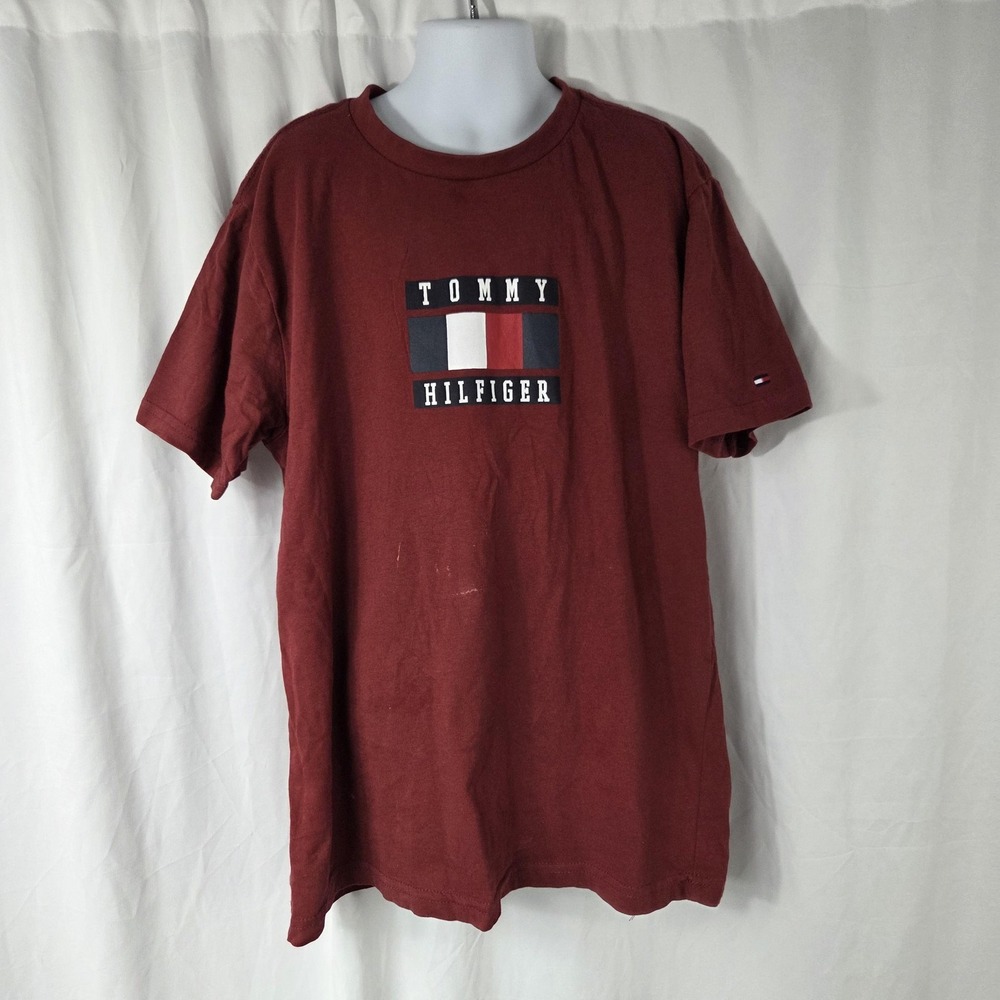 Tommy Hilfiger Shirt Kids 10-12 Red Flag Logo Graphic Crewneck Tee Top